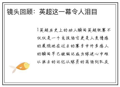 镜头回顾：英超这一幕令人泪目
